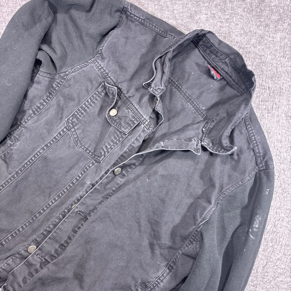 Spiral Direct Jacket Men XL Black Denim Goth Punk Distressed Missing Button